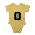 Baby Romper | 0-12 Months Regular Fit | 180 GSM Bio-Washed Cotton Blend | Double Stitched, Pre-Shrunk | Unisex | Personalized | DTF | Typographic | Companionship | Good Experiences | Everyday | Positive - front - Yellow - mockup 1