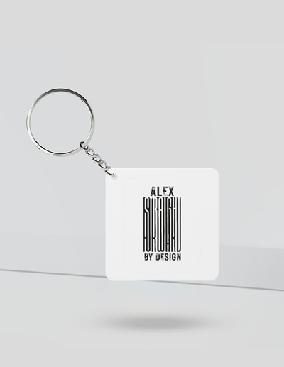 Keychain | Rectangle, Square, Slim Options | Acrylic UV Printed | Fade-Proof, Glossy Finish | Unisex | Personalized | Bold Typography | Design Principles | Everyday | Assertive - front_Square - Square - White - mockup 1