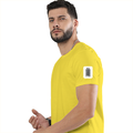 Classic Crew T-Shirt | Men's Regular Fit | 180 GSM Bio-Washed Cotton | DTG Print Ready | Double-Stitched & Ribbed Neck | Personalized | DTG | Bold Typography | Design Principles | Everyday | Assertive - left sleeve - New Yellow - mockup 5