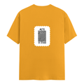Female Classic Crew T-Shirt | Women's Regular Fit | 180 GSM Bio-Washed Cotton | Double Stitched, Pre-Shrunk | Personalized | DTG | Bold Typography | Design Principles | Everyday | Assertive - back - Golden Yellow - mockup 2