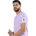 Female Classic Crew T-Shirt | Women's Regular Fit | 180 GSM Bio-Washed Cotton | Double Stitched, Pre-Shrunk | Personalized | DTG | Bold Typography | Design Principles | Everyday | Assertive - left sleeve - Lavender - mockup 5