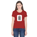 Women's Classic Crew T-Shirt | Regular Fit | 180 GSM Bio-Washed Cotton | DTF Print Ready | Double Stitched, Pre-Shrunk | Personalized | DTF | Bold Typography | Design Principles | Everyday | Assertive - front - Red - mockup 1