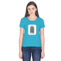 Women's Classic Crew T-Shirt | Regular Fit | 180 GSM Bio-Washed Cotton | DTF Print Ready | Double Stitched, Pre-Shrunk | Personalized | DTF | Bold Typography | Design Principles | Everyday | Assertive - front - SkyBlue - mockup 1