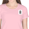 Women's Classic Crew T-Shirt | Regular Fit | 180 GSM Bio-Washed Cotton | DTF Print Ready | Double Stitched, Pre-Shrunk | Personalized | DTF | Bold Typography | Design Principles | Everyday | Assertive - left pocket - Light Baby Pink - mockup 3
