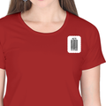 Women's Classic Crew T-Shirt | Regular Fit | 180 GSM Bio-Washed Cotton | DTF Print Ready | Double Stitched, Pre-Shrunk | Personalized | DTF | Bold Typography | Design Principles | Everyday | Assertive - left pocket - Red - mockup 3