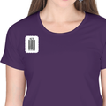 Women's Classic Crew T-Shirt | Regular Fit | 180 GSM Bio-Washed Cotton | DTF Print Ready | Double Stitched, Pre-Shrunk | Personalized | DTF | Bold Typography | Design Principles | Everyday | Assertive - right pocket - Purple - mockup 4