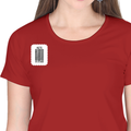 Women's Classic Crew T-Shirt | Regular Fit | 180 GSM Bio-Washed Cotton | DTF Print Ready | Double Stitched, Pre-Shrunk | Personalized | DTF | Bold Typography | Design Principles | Everyday | Assertive - right pocket - Red - mockup 4