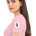 Women's Classic Crew T-Shirt | Regular Fit | 180 GSM Bio-Washed Cotton | DTF Print Ready | Double Stitched, Pre-Shrunk | Personalized | DTF | Bold Typography | Design Principles | Everyday | Assertive - left sleeve - Light Baby Pink - mockup 5