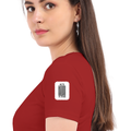 Women's Classic Crew T-Shirt | Regular Fit | 180 GSM Bio-Washed Cotton | DTF Print Ready | Double Stitched, Pre-Shrunk | Personalized | DTF | Bold Typography | Design Principles | Everyday | Assertive - left sleeve - Red - mockup 5