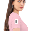 Women's Classic Crew T-Shirt | Regular Fit | 180 GSM Bio-Washed Cotton | DTF Print Ready | Double Stitched, Pre-Shrunk | Personalized | DTF | Bold Typography | Design Principles | Everyday | Assertive - right sleeve - Light Baby Pink - mockup 6