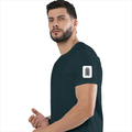 Men's Classic Crew T-Shirt | Regular Fit | 180 GSM Bio-Washed Cotton | DTF Print Ready | Pre-Shrunk, Durable | Personalized | DTF | Bold Typography | Design Principles | Everyday | Assertive - left sleeve - Petrol Blue - mockup 5