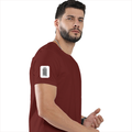 Men's Classic Crew T-Shirt | Regular Fit | 180 GSM Bio-Washed Cotton | DTF Print Ready | Pre-Shrunk, Durable | Personalized | DTF | Bold Typography | Design Principles | Everyday | Assertive - right sleeve - Brick Red - mockup 6