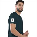 Men's Classic Crew T-Shirt | Regular Fit | 180 GSM Bio-Washed Cotton | DTF Print Ready | Pre-Shrunk, Durable | Personalized | DTF | Bold Typography | Design Principles | Everyday | Assertive - right sleeve - Petrol Blue - mockup 6