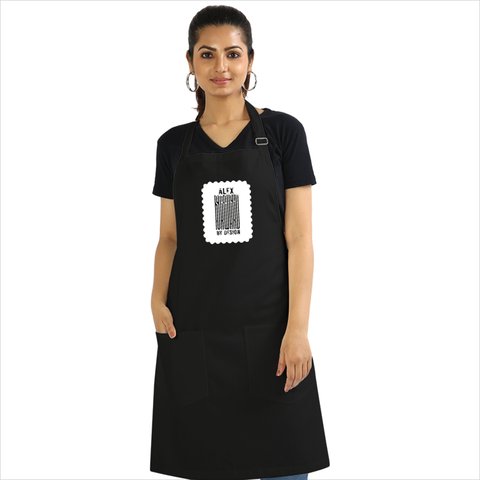Apron | Onesize Unisex Adult | Cotton DTG Printed | Pockets & Adjustable Straps | Personalized | DTG | Bold Typography | Design Principles | Everyday | Assertive - front - Black - mockup 1