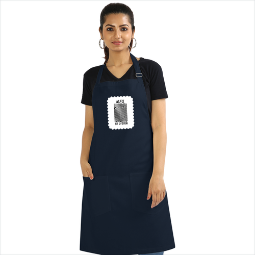 Apron | Onesize Unisex Adult | Cotton DTG Printed | Pockets & Adjustable Straps | Personalized | DTG | Bold Typography | Design Principles | Everyday | Assertive - front - Navy Blue - mockup 1