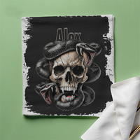 Cloth Napkin | Kitchen & Dining Accessory | 100% Polyester | Durable, Soft, Hemmed Edges | Unisex | Personalized | Grunge | Skulls | Snakes | Powerful