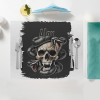 Placemat | Home & Event Dining | 100% Polyester | Durable, Fade-Proof, Soft | Unisex | Personalized | Grunge | Skulls | Snakes | Powerful