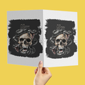 Greeting Card | A5 Folded | Artboard Paper, Digital Print | 4 Pages, Premium Envelope | Unisex | Personalized | Grunge | Skulls | Snakes | Powerful - back - White - mockup 2