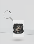 Keychain | Rectangle, Square, Slim Options | Acrylic UV Printed | Fade-Proof, Glossy Finish | Unisex | Personalized | Grunge | Skulls | Snakes | Powerful - front_Rectangle - Rectangle - White - mockup 3