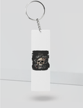 Keychain | Rectangle, Square, Slim Options | Acrylic UV Printed | Fade-Proof, Glossy Finish | Unisex | Personalized | Grunge | Skulls | Snakes | Powerful - front_Slim - Slim - White - mockup 5