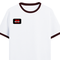 Ringer T-shirt | Unisex | DTG Print | Contrast Trim | Men's, Women's | Personalized | DTG | Bold | Individuality | Rebellion | Everyday | Assertive - right pocket - Maroon off white - mockup 4