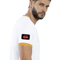 Ringer T-shirt | Unisex Regular Fit | 100% Cotton DTF/DTG | Contrast Rib Neck Bio Washed Pre-Shrunk | Adults | Personalized | DTF | Bold | Individuality | Rebellion | Everyday | Assertive - right sleeve - Mustard yellow off white - mockup 6