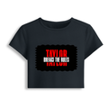 Female Baby Tee | Cropped Fit, Gen Z | 95% Cotton 5% Spandex, DTG | Stretchable, Breathable, Pre-Shrunk | Women | Personalized | DTG | Bold | Individuality | Rebellion | Everyday | Assertive - front - Navy Blue - mockup 1