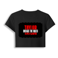 Female Baby Tee | Cropped Fit, Gen Z | 95% Cotton 5% Spandex, DTG | Stretchable, Breathable, Pre-Shrunk | Women | Personalized | DTG | Bold | Individuality | Rebellion | Everyday | Assertive - back - Black - mockup 2