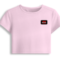 Female Baby Tee | Cropped Fit, Gen Z | 95% Cotton 5% Spandex, DTG | Stretchable, Breathable, Pre-Shrunk | Women | Personalized | DTG | Bold | Individuality | Rebellion | Everyday | Assertive - left pocket - Light Baby Pink - mockup 3
