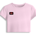 Female Baby Tee | Cropped Fit, Gen Z | 95% Cotton 5% Spandex, DTG | Stretchable, Breathable, Pre-Shrunk | Women | Personalized | DTG | Bold | Individuality | Rebellion | Everyday | Assertive - right pocket - Light Baby Pink - mockup 4