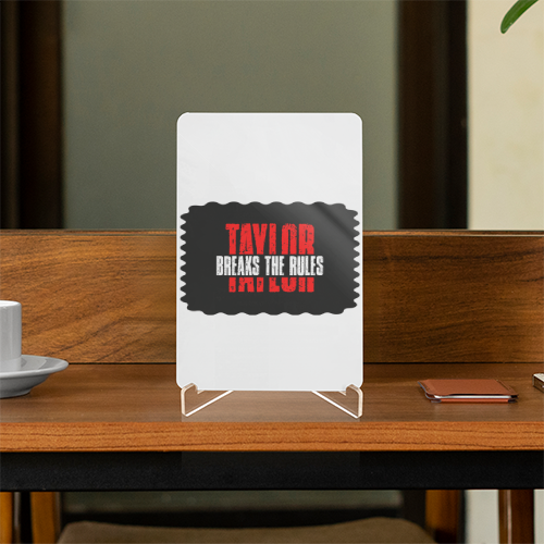 Acrylic Display Stand | 4x6 Inch | Clear Acrylic | UV Printed Tabletop | Customizable | Unisex | Personalized | Bold | Individuality | Rebellion | Everyday | Assertive - front - White - mockup 1