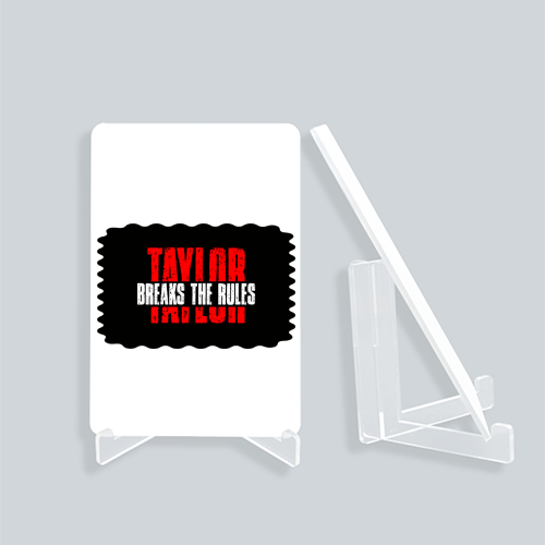 Acrylic Display Stand | 4x6 Inch | Clear Acrylic | UV Printed Tabletop | Customizable | Unisex | Personalized | Bold | Individuality | Rebellion | Everyday | Assertive - front_2 - White - mockup 2
