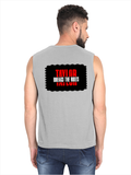 Men's Sleeveless T-Shirt | Regular Fit | 180 GSM Bio-Washed Cotton DTG | Pre-Shrunk, Double Stitched | For Gym & Casual Wear | Personalized | DTG | Bold | Individuality | Rebellion | Everyday | Assertive - back - Grey Melange - mockup 2
