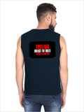Men's Sleeveless T-Shirt | Regular Fit | 180 GSM Bio-Washed Cotton DTG | Pre-Shrunk, Double Stitched | For Gym & Casual Wear | Personalized | DTG | Bold | Individuality | Rebellion | Everyday | Assertive - back - Navy Blue - mockup 2
