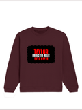 Oversized Sweatshirt | Roomy Relaxed Fit | 400 GSM Cotton Blend | Pre-Shrunk Drop Shoulder | Unisex Adult | Personalized | DTG | Bold | Individuality | Rebellion | Everyday | Assertive - front - Maroon - mockup 1