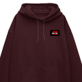Oversized Hoodie | Unisex Relaxed Fit | 400 GSM Cotton Blend | DTG Printed | Drop Shoulder, Pre-Shrunk | Adults | Personalized | DTG | Bold | Individuality | Rebellion | Everyday | Assertive - left pocket - Maroon - mockup 3