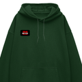 Oversized Hoodie | Unisex Relaxed Fit | 400 GSM Cotton Blend | DTG Printed | Drop Shoulder, Pre-Shrunk | Adults | Personalized | DTG | Bold | Individuality | Rebellion | Everyday | Assertive - right pocket - Bottle Green - mockup 4