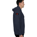 Oversized Hoodie | Relaxed Fit, Drop-Shoulder | 400 GSM Fabric | Warm, Durable | Unisex | Personalized | DTF | Bold | Individuality | Rebellion | Everyday | Assertive - right sleeve - Navy Blue - mockup 6