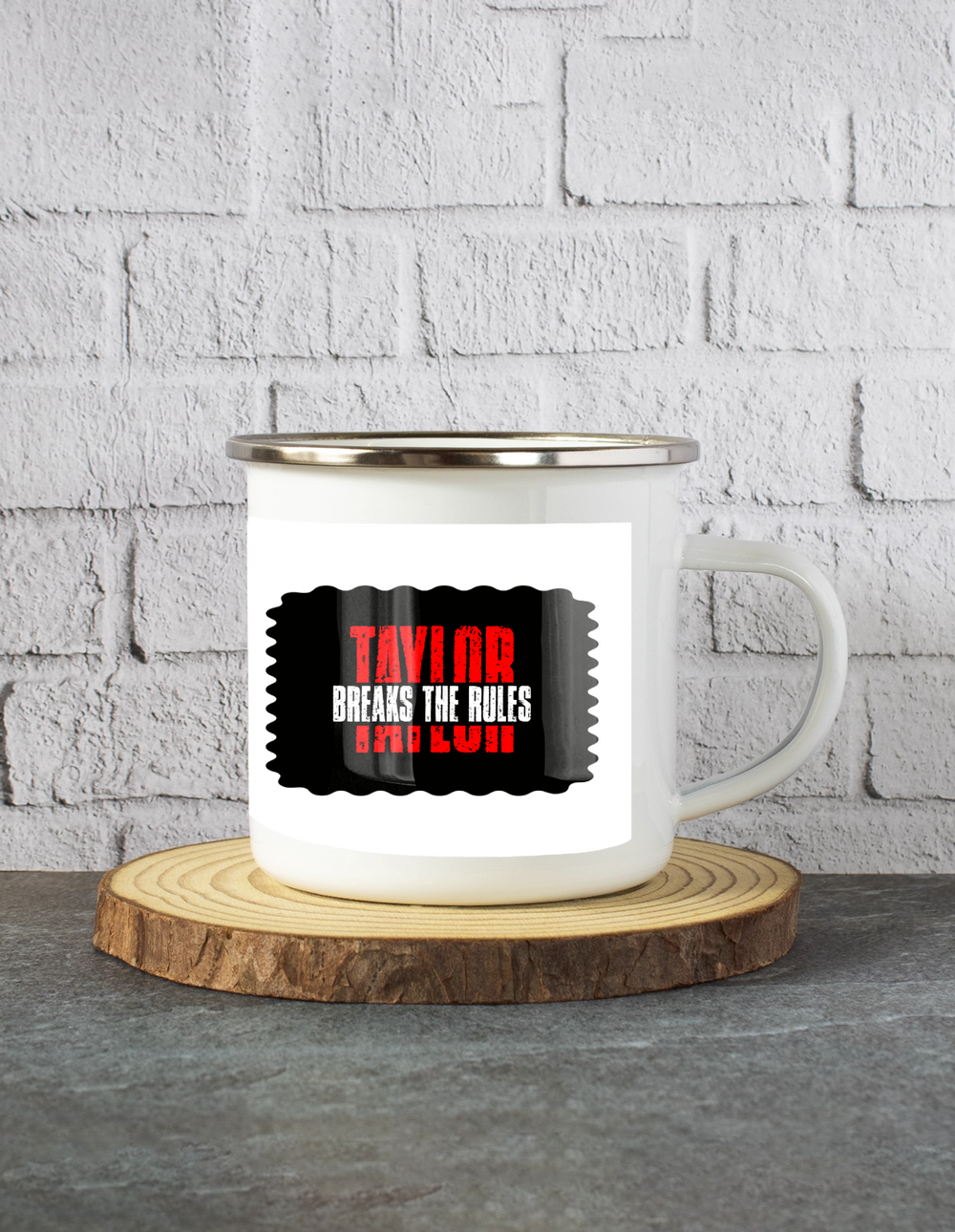 White Enamel Mugs | 11 Oz | Enamel Coated Stainless Steel | Dishwasher Safe, Shatterproof | Unisex | Personalized | Bold | Individuality | Rebellion | Everyday | Assertive - front - mockup 1