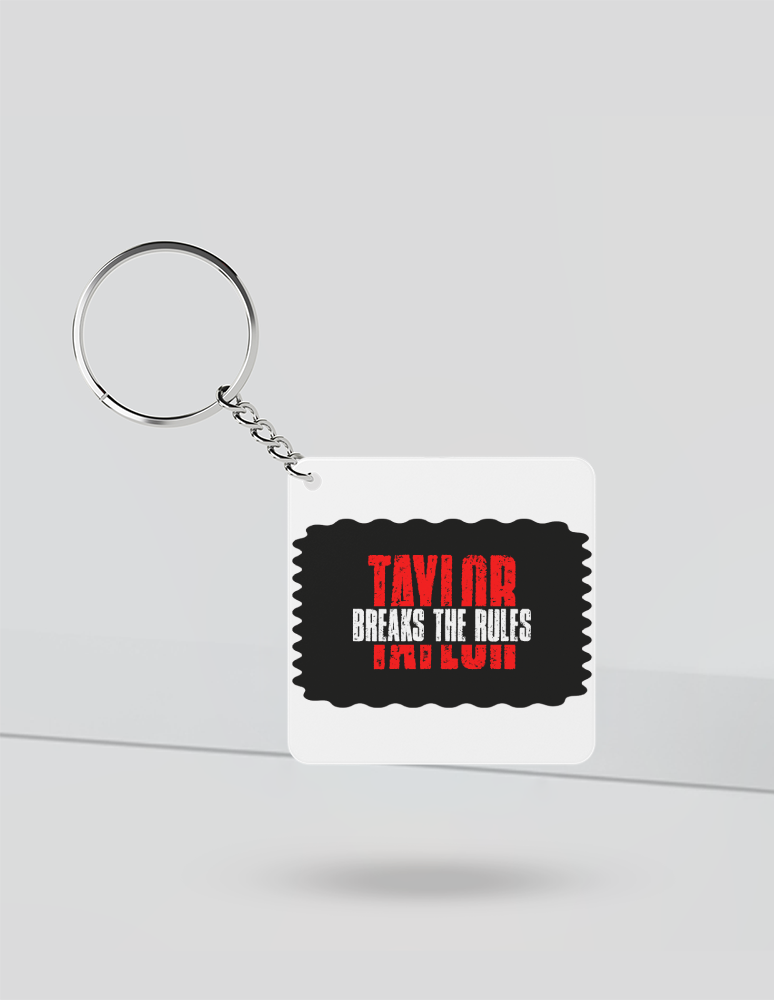 Keychain | Rectangle, Square, Slim Options | Acrylic UV Printed | Fade-Proof, Glossy Finish | Unisex | Personalized | Bold | Individuality | Rebellion | Everyday | Assertive - front_Square - Square - White - mockup 1