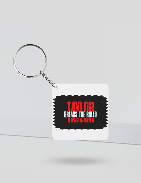 Keychain | Rectangle, Square, Slim Options | Acrylic UV Printed | Fade-Proof, Glossy Finish | Unisex | Personalized | Bold | Individuality | Rebellion | Everyday | Assertive - front_Square - Square - White - mockup 1