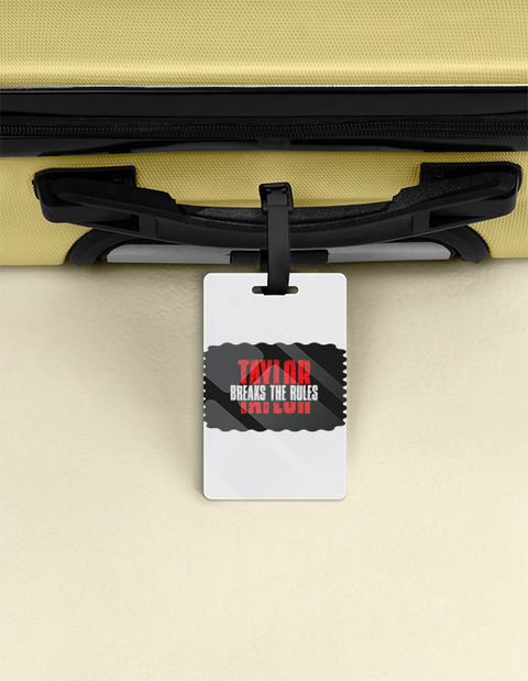 Luggage Tag | Travel Accessory | Acrylic UV Printed Double-Sided | Secure Strap, Glossy, Durable | Unisex | Personalized | Bold | Individuality | Rebellion | Everyday | Assertive - front - White - mockup 1