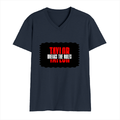 Men's V-Neck T-Shirt | Regular Fit | 180 GSM Bio-Washed Cotton | DTG Print | Durable | Personalized | DTG | Bold | Individuality | Rebellion | Everyday | Assertive - front - Navy Blue - mockup 1