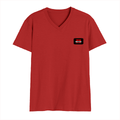 Men's V-Neck T-Shirt | Regular Fit | 180 GSM Bio-Washed Cotton | DTG Print | Durable | Personalized | DTG | Bold | Individuality | Rebellion | Everyday | Assertive - left pocket - Red - mockup 3