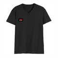 Men's V-Neck T-Shirt | Regular Fit | 180 GSM Bio-Washed Cotton | DTG Print | Durable | Personalized | DTG | Bold | Individuality | Rebellion | Everyday | Assertive - right pocket - Black - mockup 4