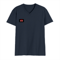 Men's V-Neck T-Shirt | Regular Fit | 180 GSM Bio-Washed Cotton | DTG Print | Durable | Personalized | DTG | Bold | Individuality | Rebellion | Everyday | Assertive - right pocket - Navy Blue - mockup 4