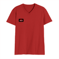 Men's V-Neck T-Shirt | Regular Fit | 180 GSM Bio-Washed Cotton | DTG Print | Durable | Personalized | DTG | Bold | Individuality | Rebellion | Everyday | Assertive - right pocket - Red - mockup 4