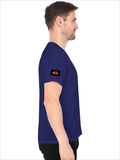 Men's V-Neck T-Shirt | Regular Fit | 180 GSM Bio-Washed Cotton | DTG Print | Durable | Personalized | DTG | Bold | Individuality | Rebellion | Everyday | Assertive - left sleeve - Royal Blue - mockup 5