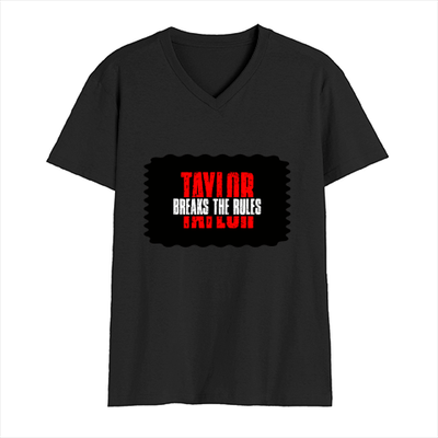Male V Neck T-Shirt | Regular Fit | 180 GSM Bio-Washed Cotton | DTF Print | Double Stitched, Pre-Shrunk | Men | Personalized | DTF | Bold | Individuality | Rebellion | Everyday | Assertive - front - Black - mockup 1