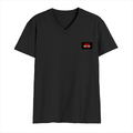 Male V Neck T-Shirt | Regular Fit | 180 GSM Bio-Washed Cotton | DTF Print | Double Stitched, Pre-Shrunk | Men | Personalized | DTF | Bold | Individuality | Rebellion | Everyday | Assertive - left pocket - Black - mockup 3